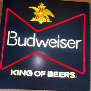 BUDWEISER BEER Lighted Sign 80s King Of Beers Faux Neon Anheuser Busch in door